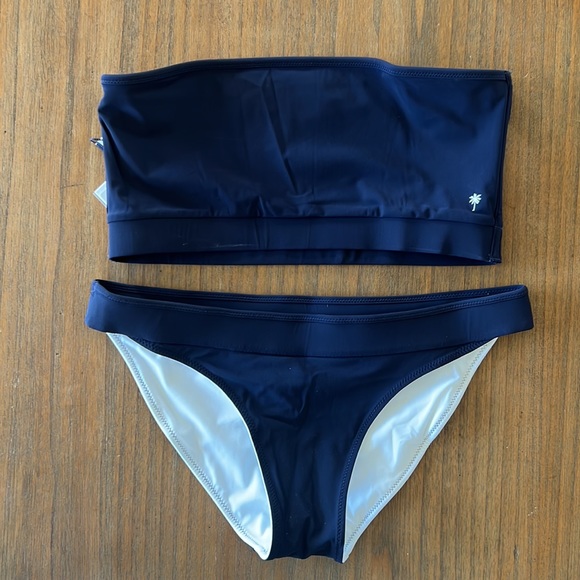 New with Tag Heidi Klein Navy White Strapless Reversible Bikini
